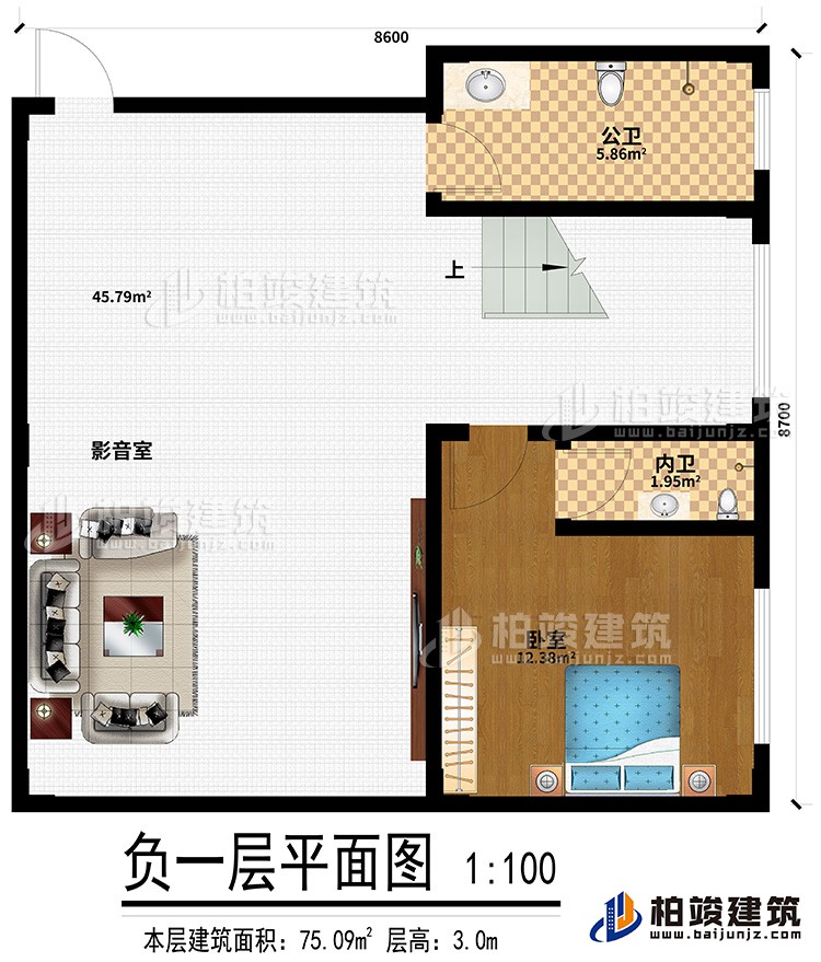 地下室:影音室、公卫、卧室、内卫