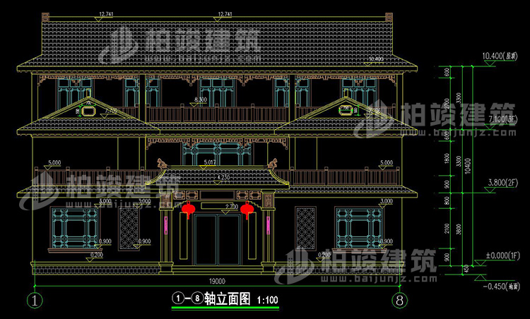 建筑立面图-新中式风格