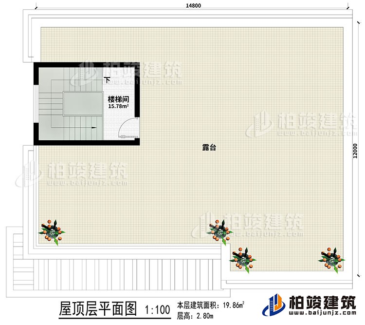 屋顶:楼梯间、露台